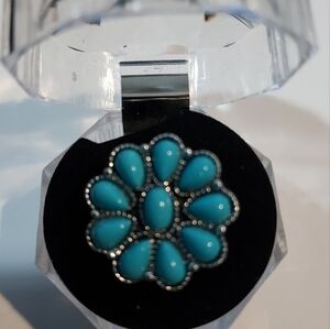 Handcrafted alloy and turquoise ring size 8.5